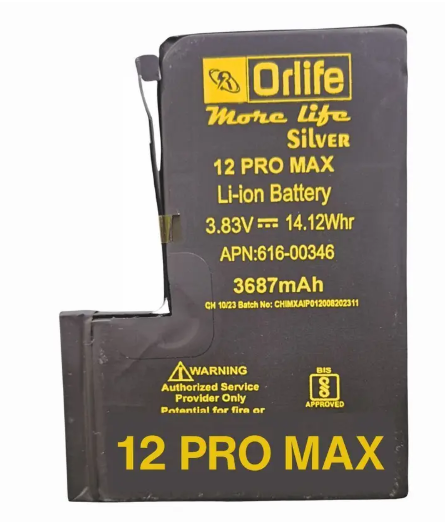 🔋 Orlife Mobile Battery for iPhone 12 Pro Max – 3687 mAh | 1-Year Replacement Warranty