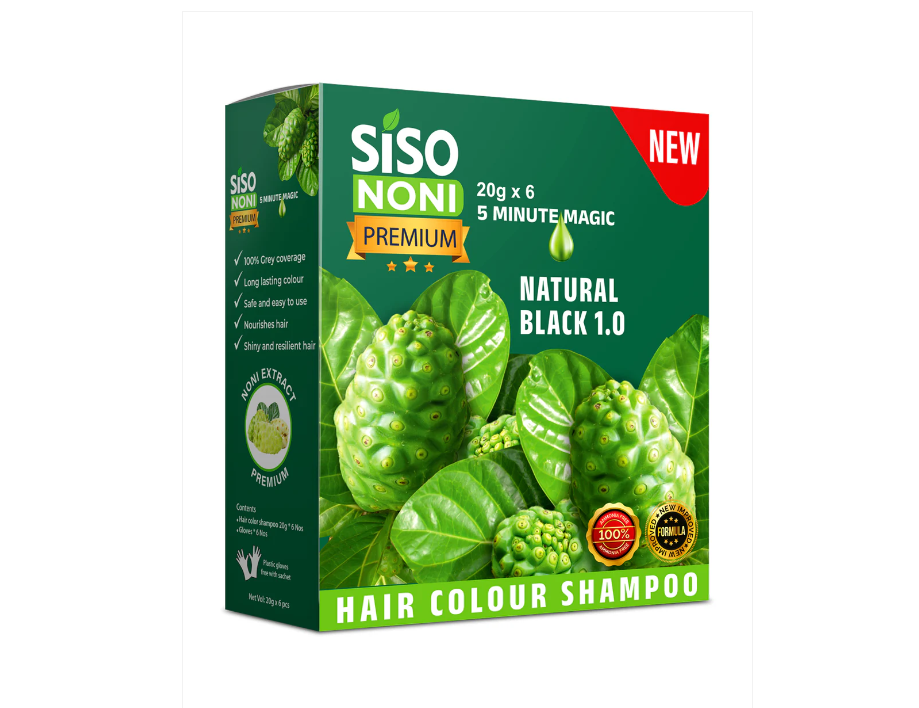 💁♂️ Siso Premium Noni Hair Colour Shampoo (20 g) – Instant Natural Black Finish