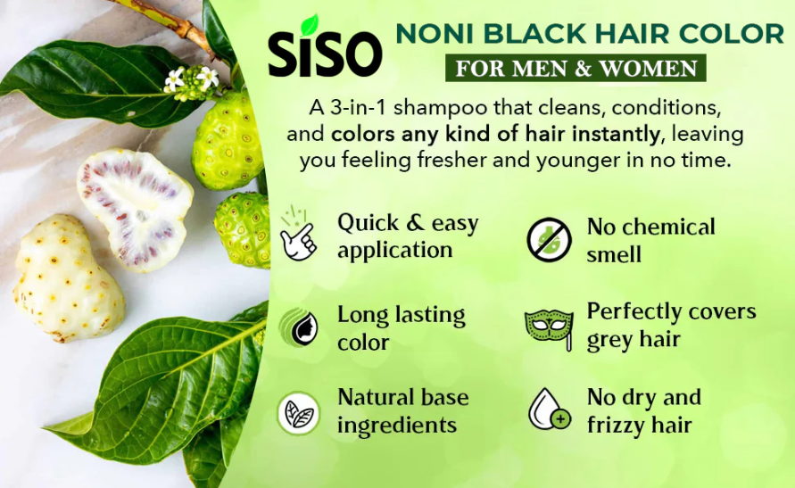 💁♂️ Siso Premium Noni Hair Colour Shampoo (20 g) – Instant Natural Black Finish - Image 4