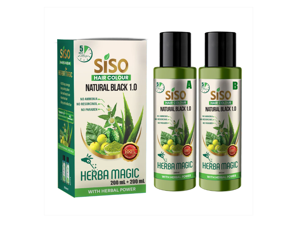🌿 Siso HerbaMagic Hair Color | Hair Bonding Technology with Herbal Richness | Safe & Long-Lasting Hair Color | 200ml + 200ml |