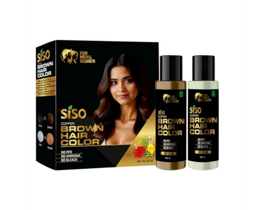 💇 Siso Brown Ammonia & PPD Free Gel Hair Color – 200 mL + Herbal Shampoo & Spa Conditioner | 100% Coverage