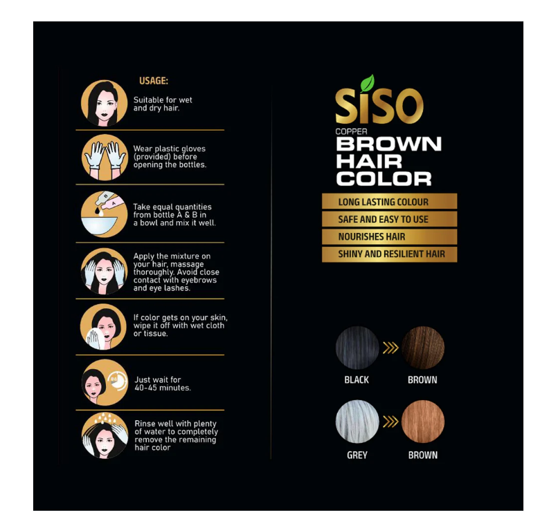 💇 Siso Brown Ammonia & PPD Free Gel Hair Color – 200 mL + Herbal Shampoo & Spa Conditioner | 100% Coverage - Image 2