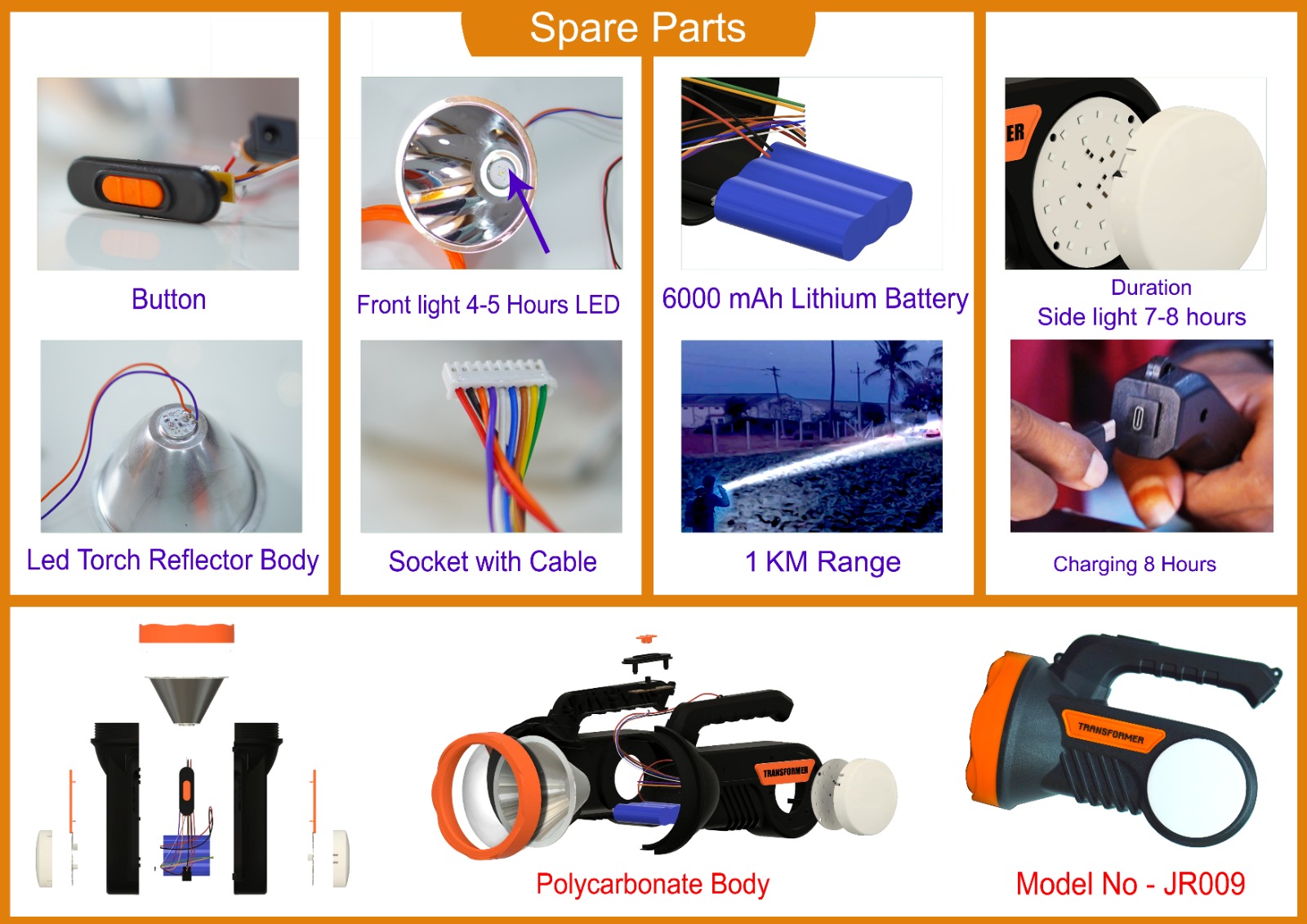 Jyothir® Transformer Torch Light | Heavy-Duty Torch for Farmers & Outdoor Use - Image 6