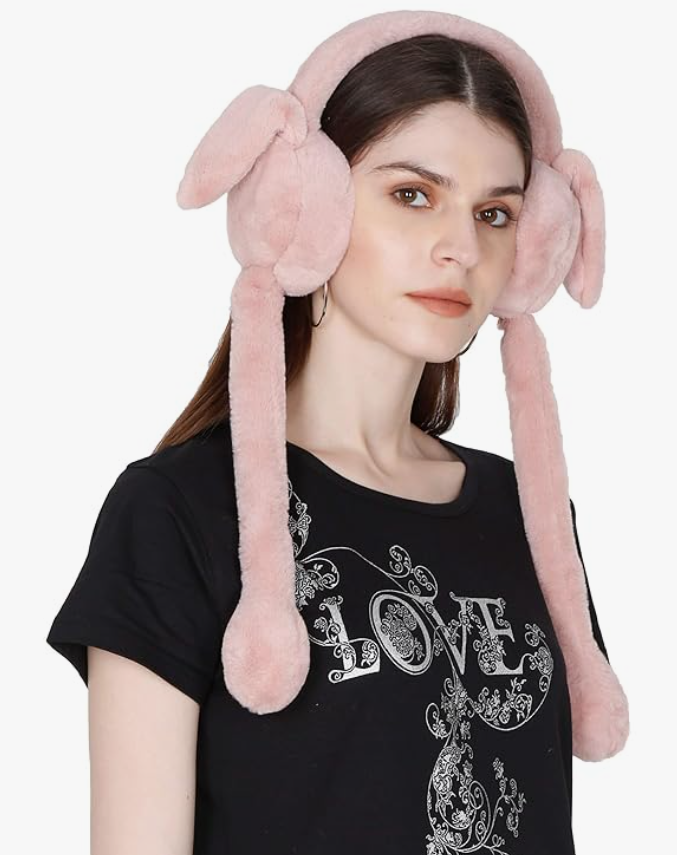 🧣 One Reach Winter & Hygiene Essentials Combo Pack (2-in-1) (Moving Rabbit Ear Plush Earmuffs + Disposable Underarm Sweat Pads – Pack of 10) - Image 2